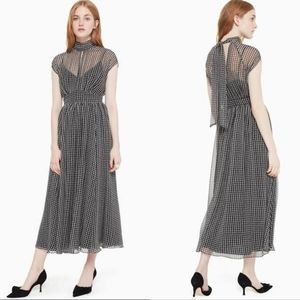 Kate Spade Houndstooth Chiffon Maxi Black Dress 14